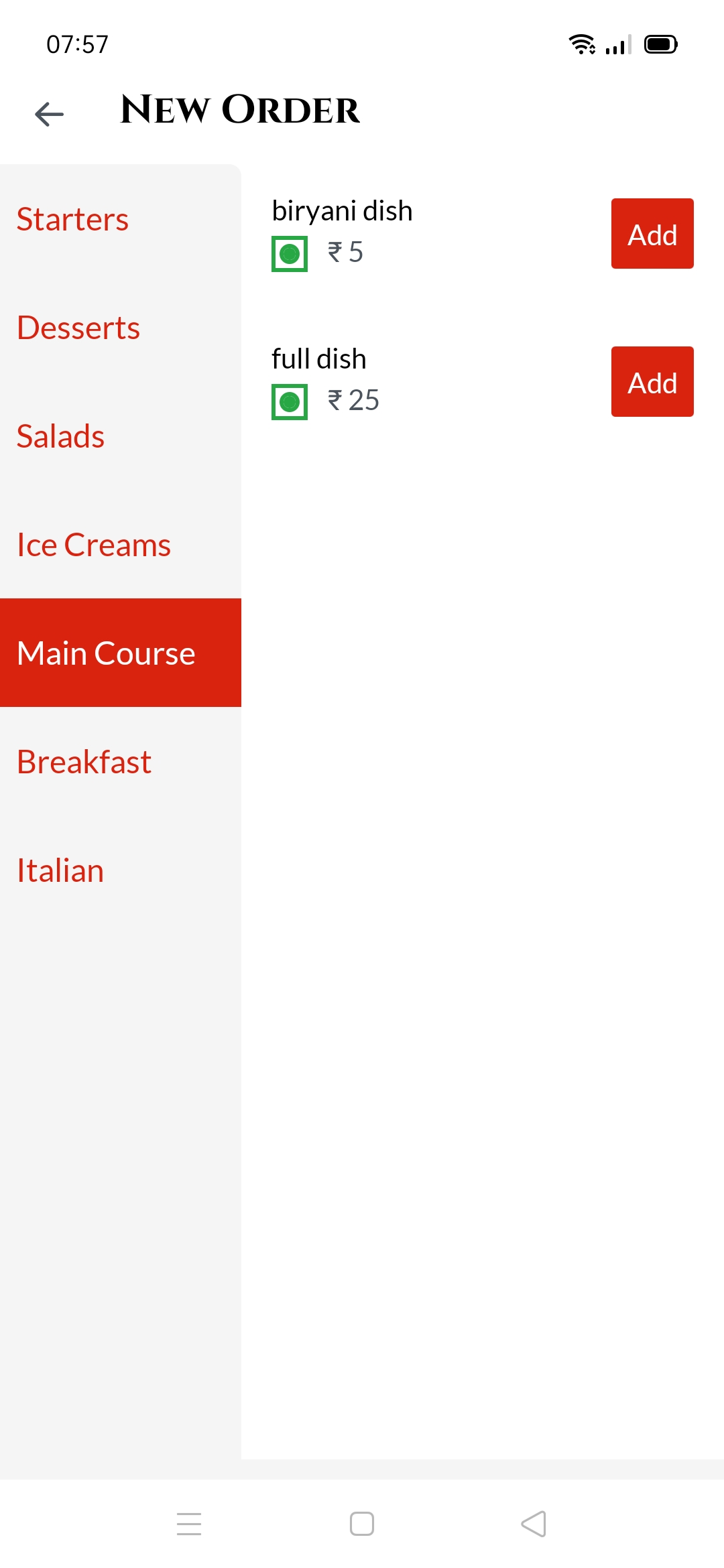 Restaurant Order Taking App Android